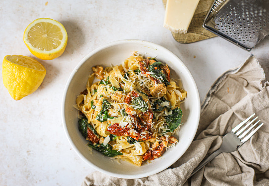 Quick Zesty Lemon and Lorne Sausage Plant-Based Pasta