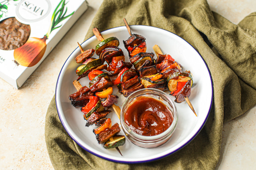 Sticky Glazed Vegan Steak Kebabs Recipe