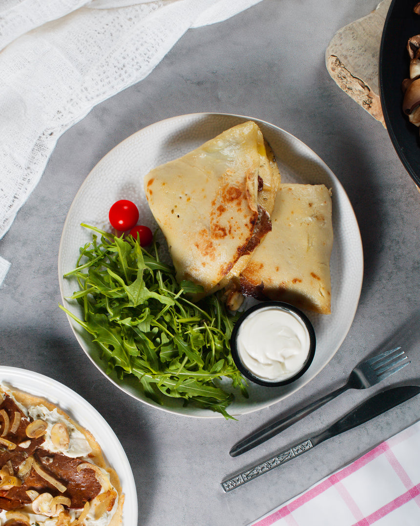 Plant-based Savoury Crepes with Sgaia Streaky Bacon Rashers