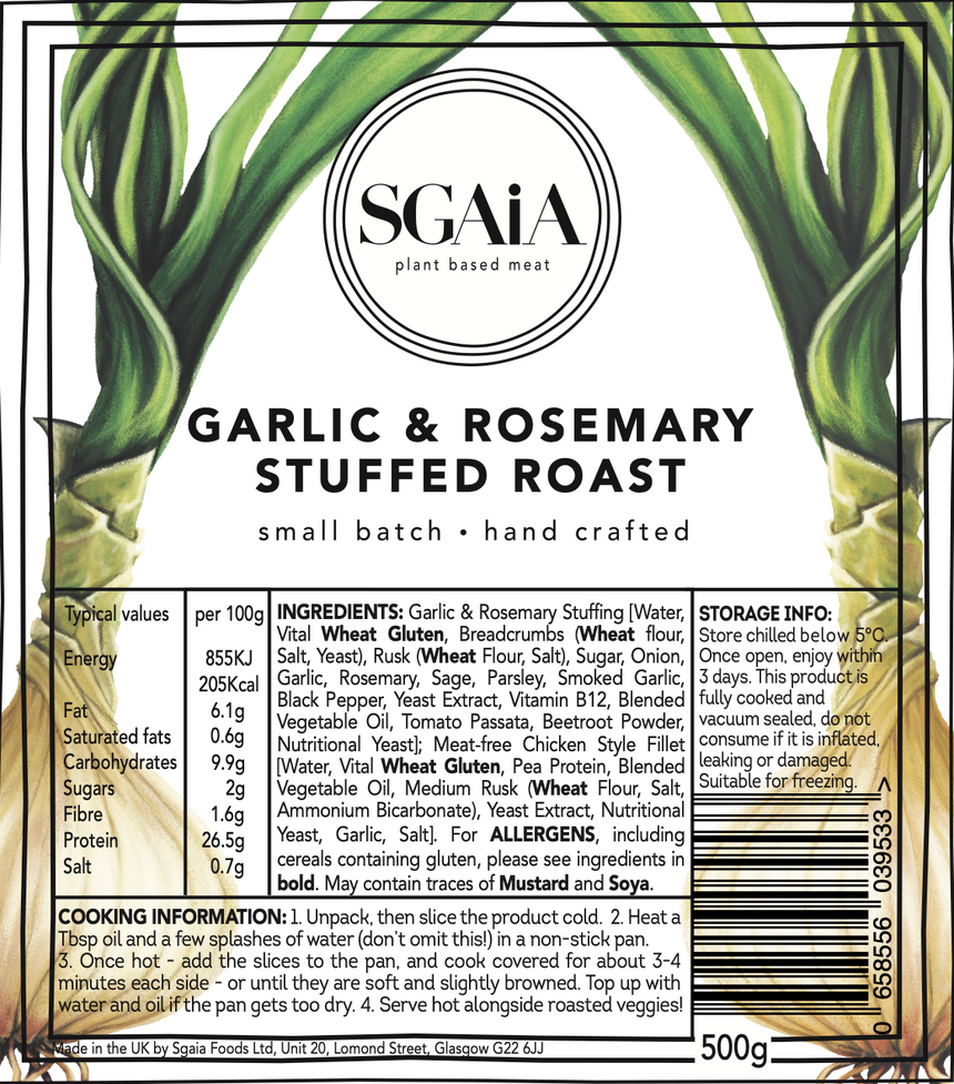 Vegan Chicken-Style Garlic & Rosemary Stuffed Roast (two sizes)